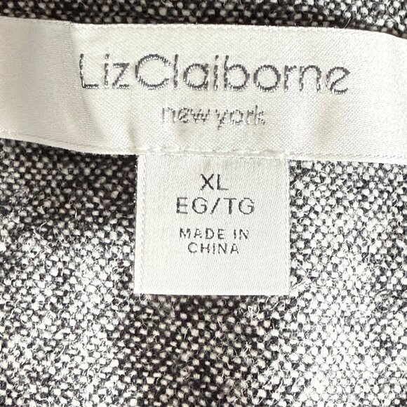 Liz Claiborne Women's Wool Blend Frilled Black Velvet Detail Grey Jacket Size XL - Picture 7 of 10